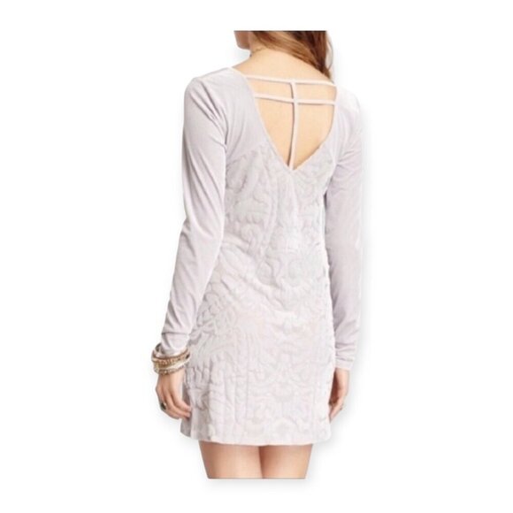 Free People silver velvet open back Boogie Nights cutouts mini party dress M - Picture 3 of 11